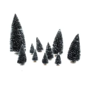 Accessoires pour village de noël set 10 sapins de noël de différentes tailles
