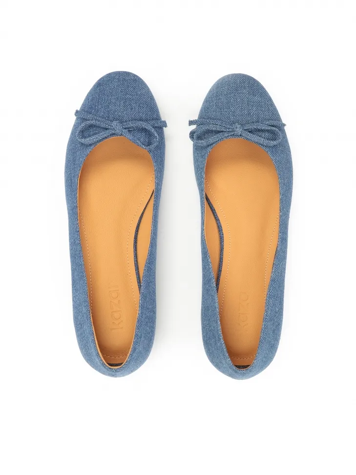 Ballerines en jean avec nœud 
