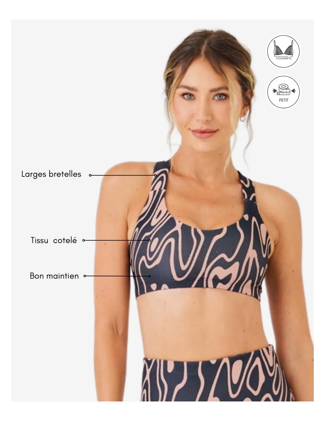 Brassière de yoga roads - Rose / Gris