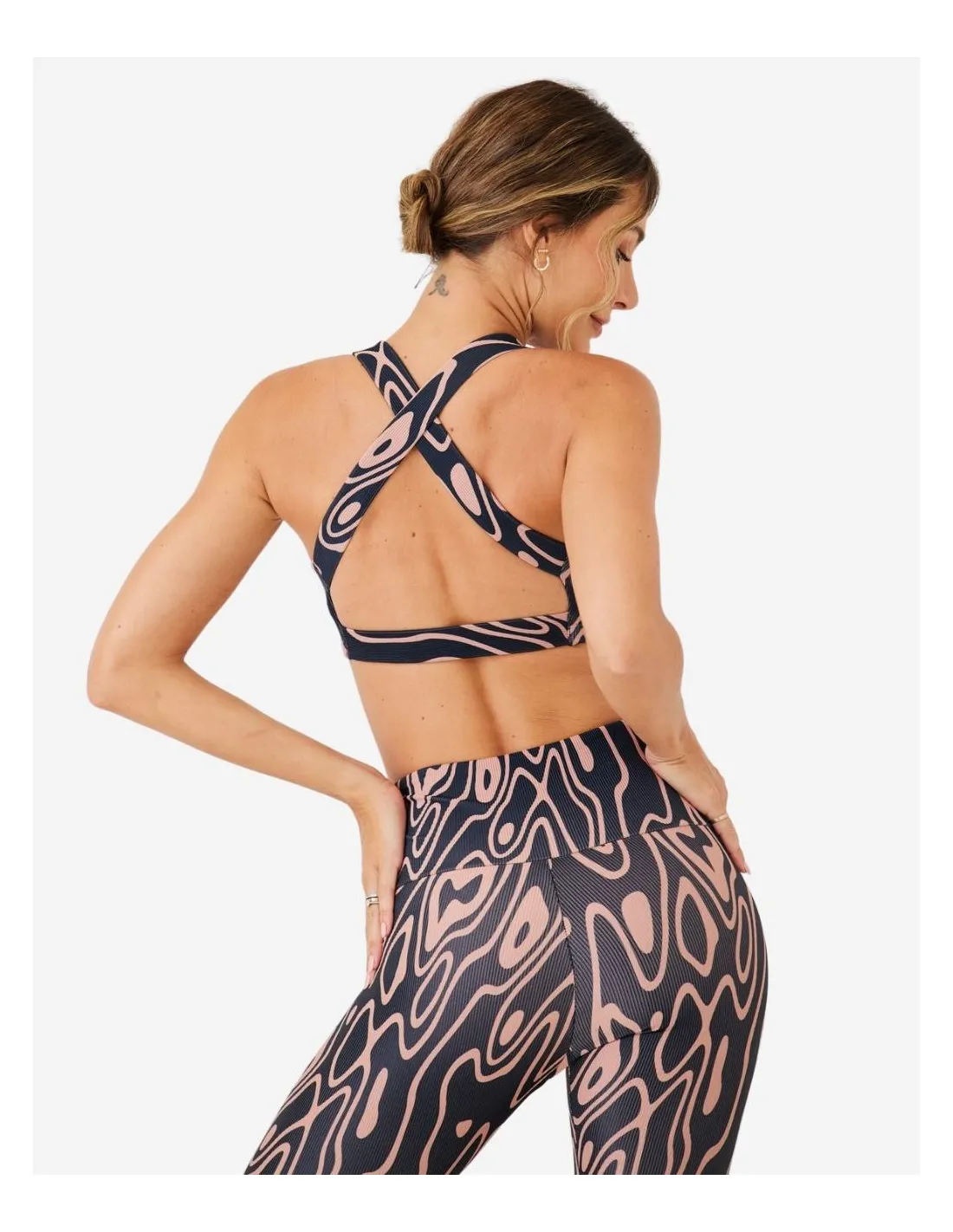 Brassière de yoga roads - Rose / Gris