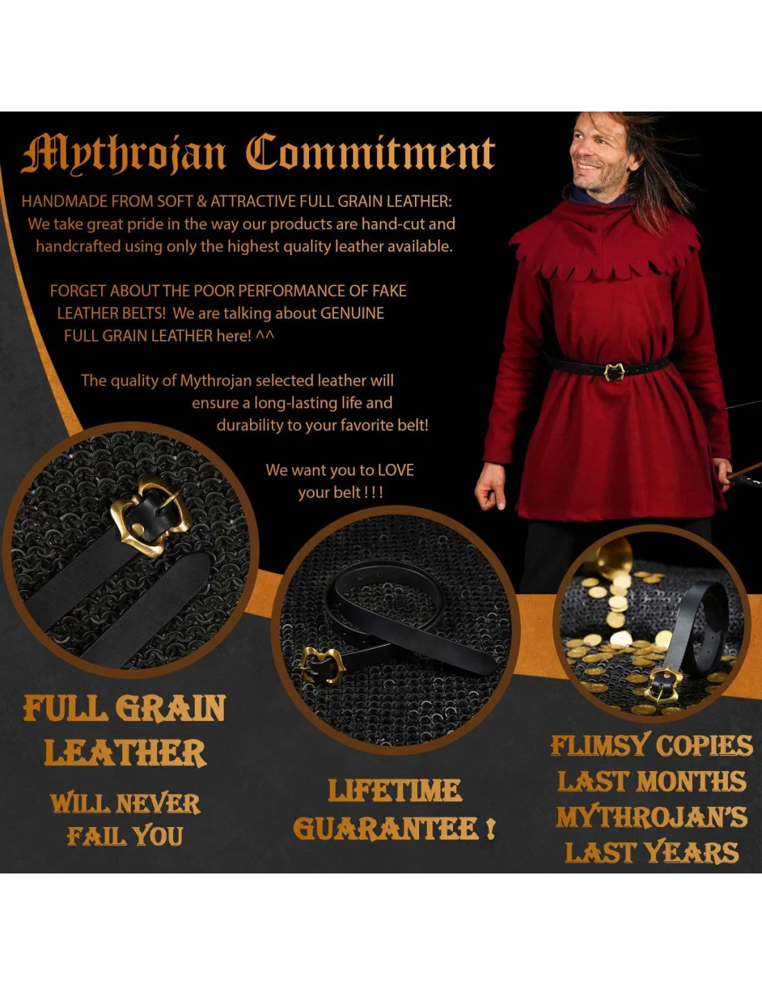 Ceinture médiévale et Renaissance, différentes tailles ⚔️ Boutique Épées