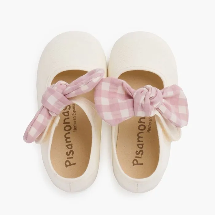 Chaussures babies nœud vichy à fermeture scratch