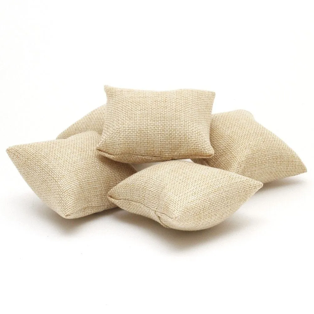 Coussin bijoux montres bracelets toile de jute - présentoirs pour bijoux naturel
