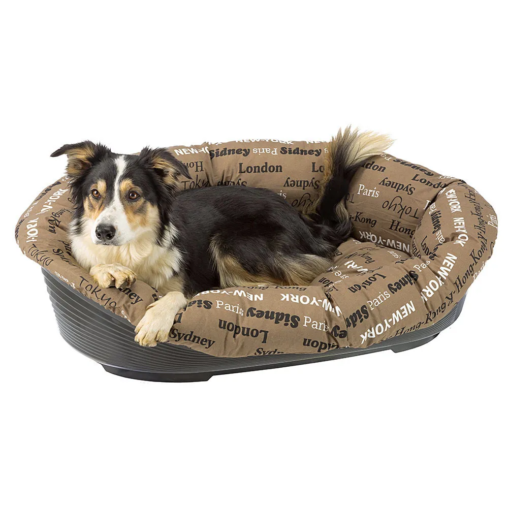 Ferplast panier chien avec coussin sofa' 12 en coton lavable, lit pour chien en plastique rembourré, corbeille en plastique
