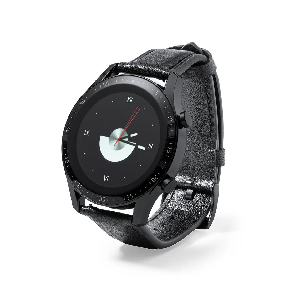 Montre connectée multifonction, bracelet cuir DAFORD