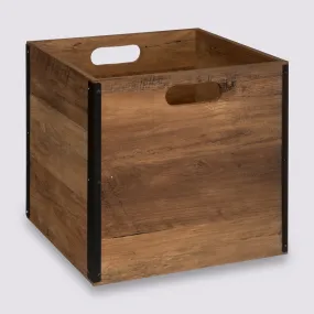 Panier 31x31cm, Effet bois foncé