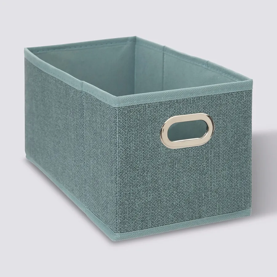 Panier tissu 15x31 cm, Bleu pétrole chiné