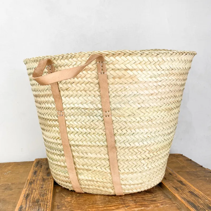 Panier à provisions anses en cuir