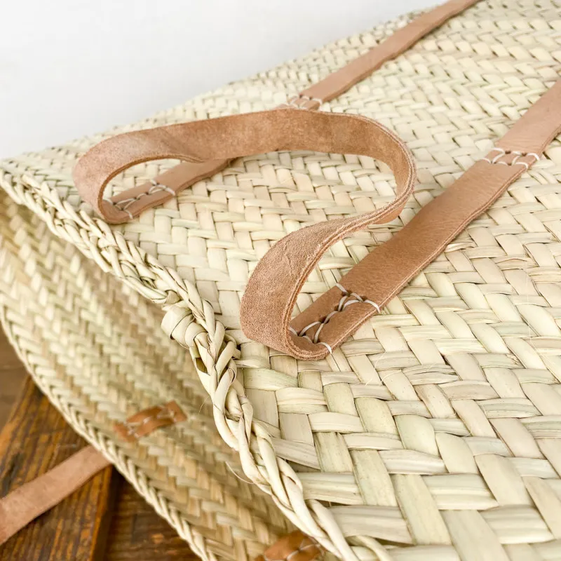 Panier à provisions anses en cuir