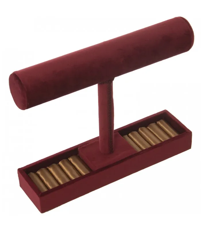 Porte Bijoux en Velours Rouge Bordeaux