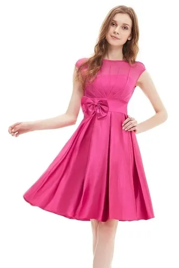 Robe de soirée fuchsia pas cher à nœud papillon