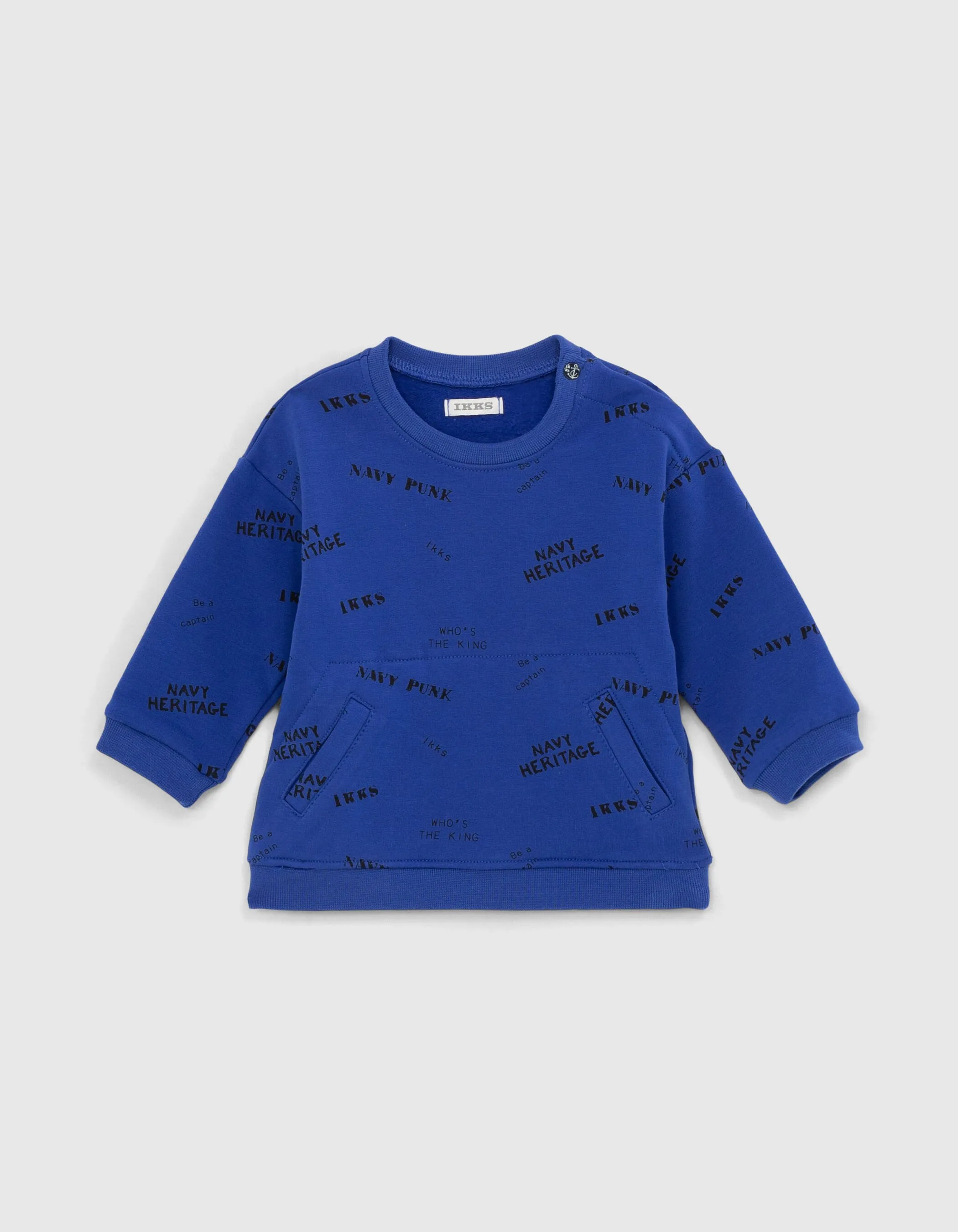 Sweat bleu avec print tampons bébé garçon 