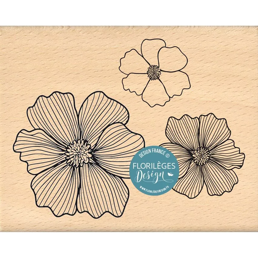 Tampon Bois Florilèges Design Liberty Fleurs Striées