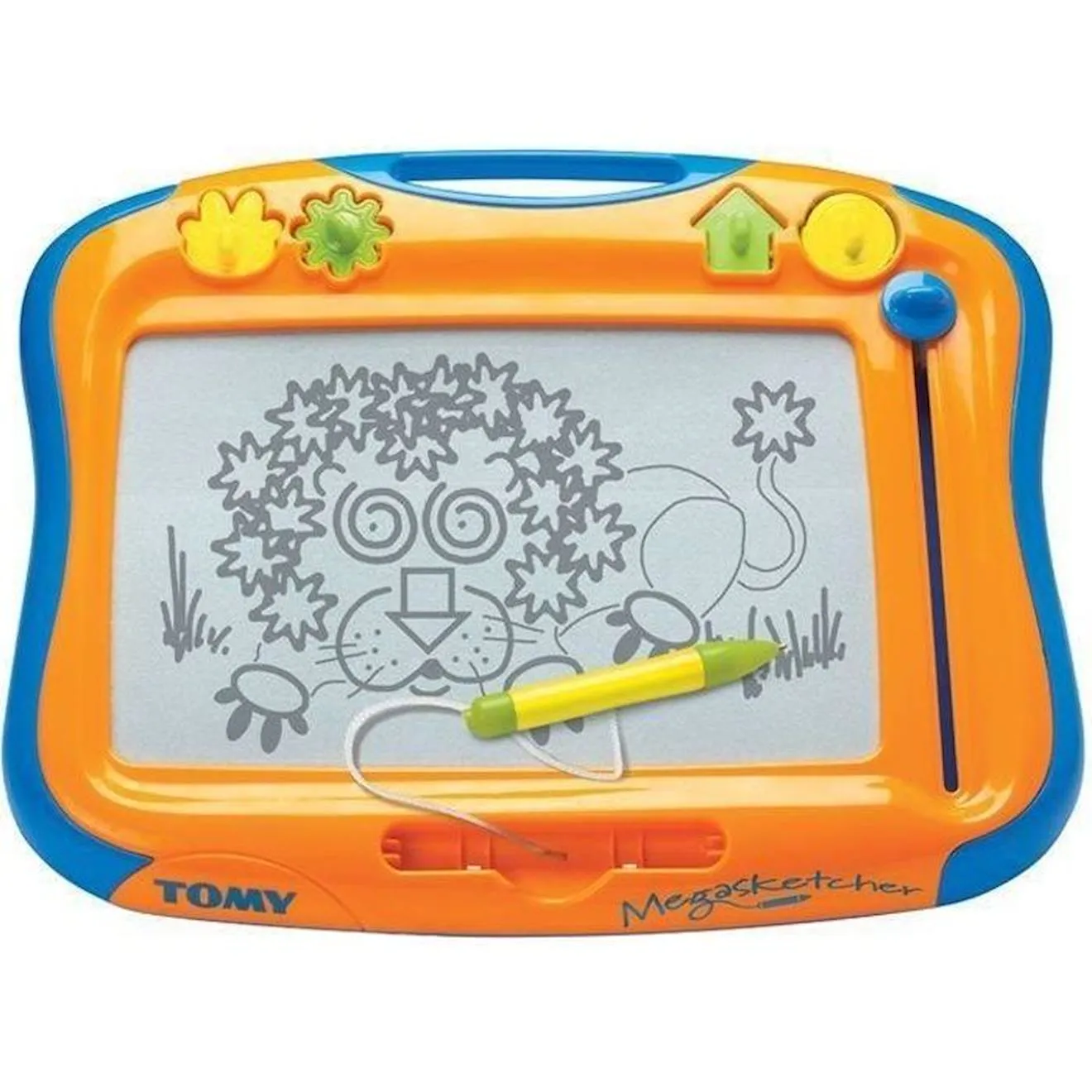 TOMY - Mégasketcher ardoise magique - Stylo magnétique et tampons magnétiques - Mixte - A partir de 3 ans orange - Tomy