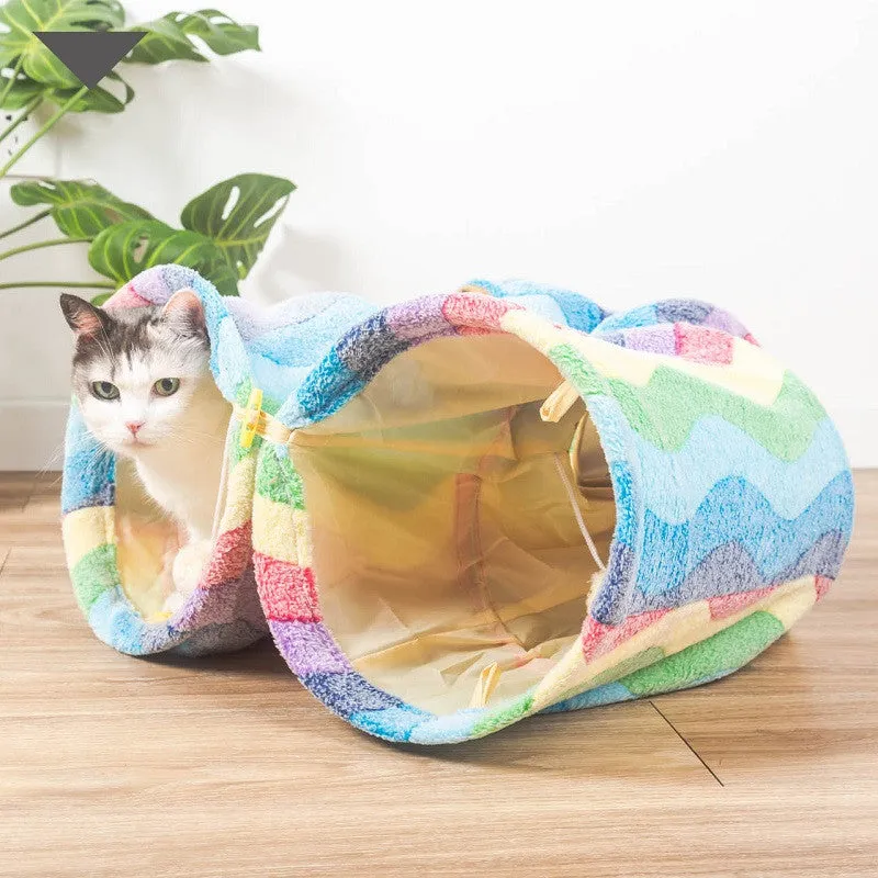 Tunnel pour chats arc-en-ciel - Plaisir de jeu illimité